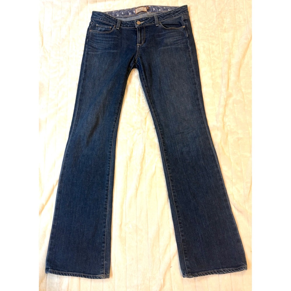 Paige Premium Denim Womens Dark Wash Bootcut Jeans Blue Size 31 Stretch Low Rise - Picture 2 of 16